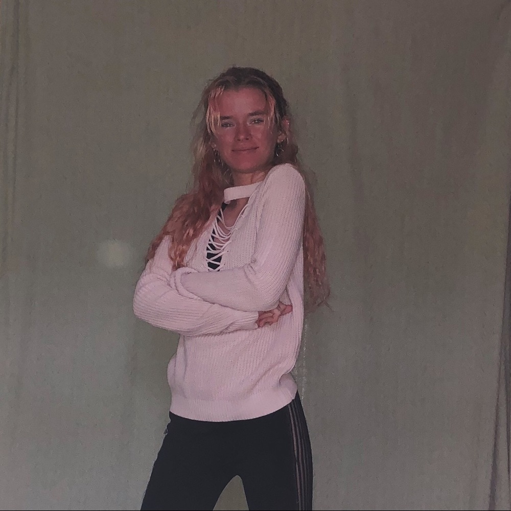 Pink low-cut sweater